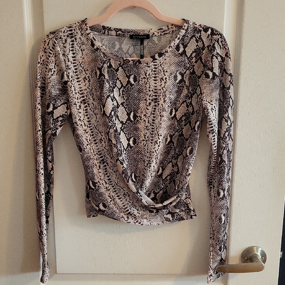 Dynamite Long Sleeve Snake Print Top
